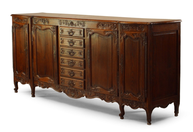 Sideboard: Floral Carvings, Cabriole Legs, French Provincial Style