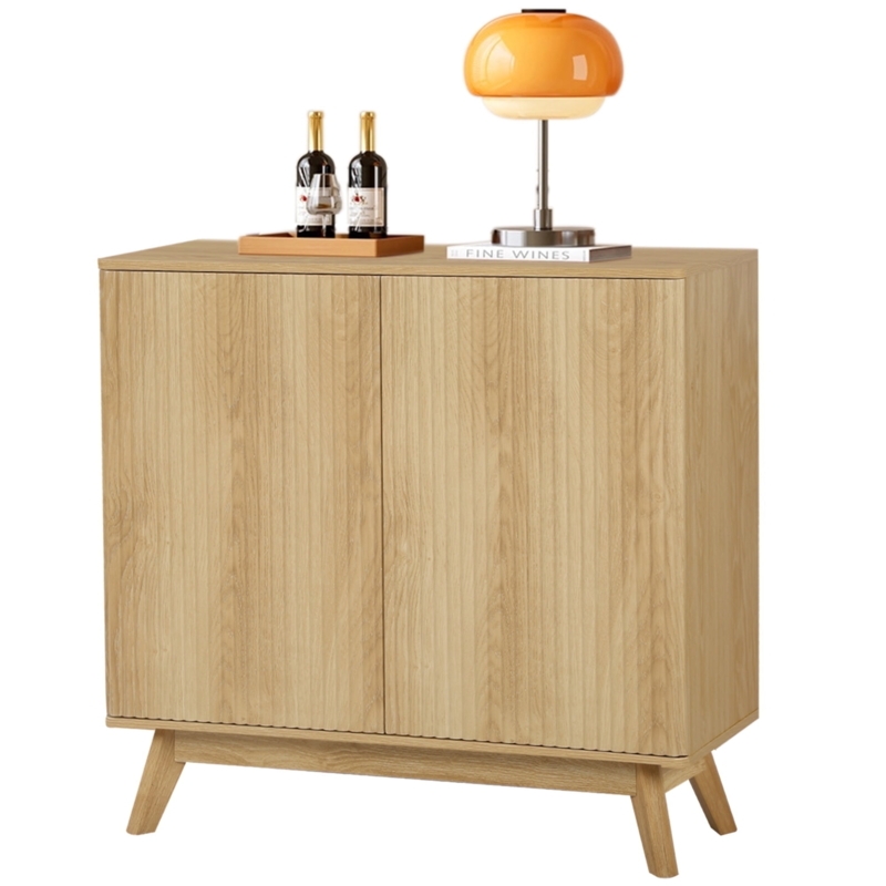 Sideboard Fluted Doors Gold Legs Matte Finish Minimalist Styling