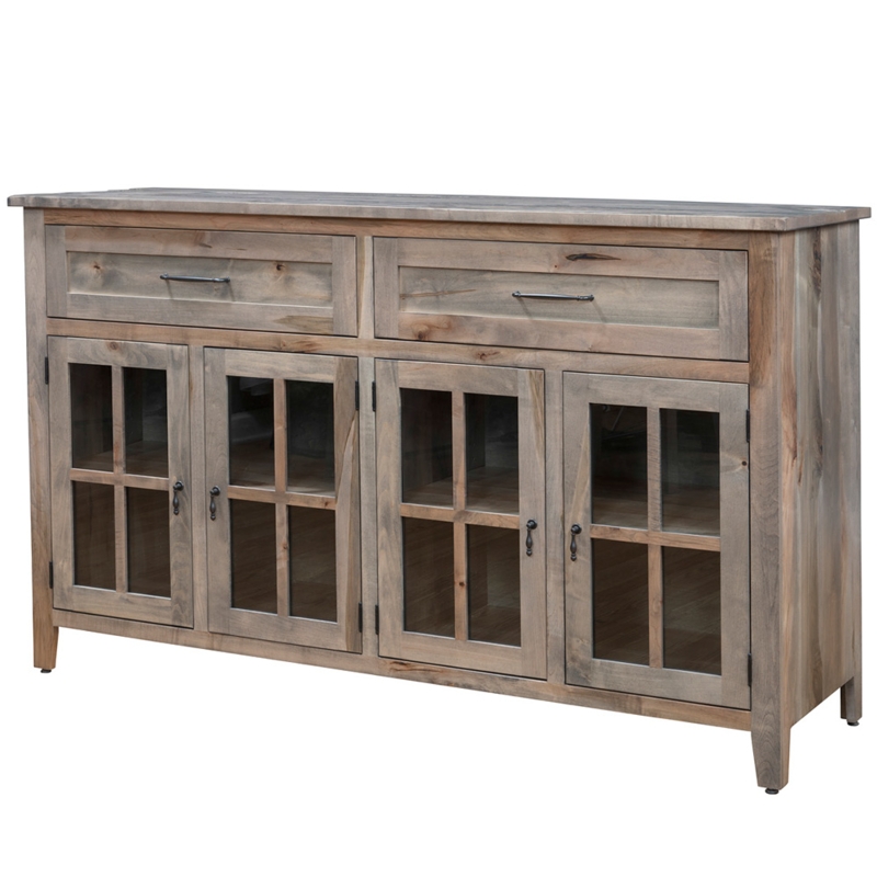 Sideboard Four Door Matte Buffet Cabinet with X Brace Panels