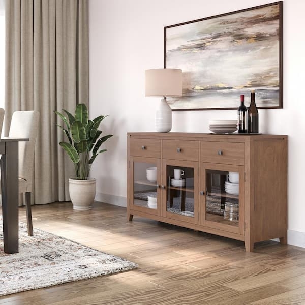 Sideboard Four Door Shaker Style Sideboard Saddle Brown Tapered Legs