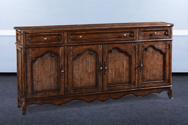Sideboard French Provincial Cabriole Legs Scalloped Apron Rustic Pecan