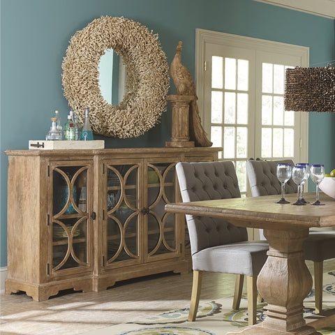 Sideboard Geometric Door Carvings Espresso Finish Modern Farmhouse
