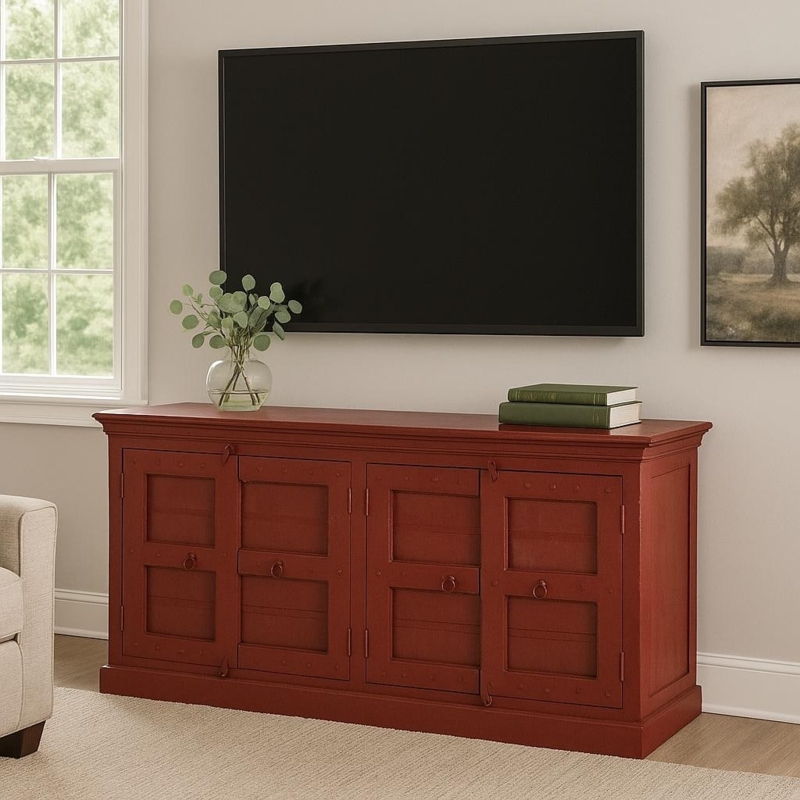 Sideboard Geometric Fretwork Buffet Design Mirrored Doors Lattice