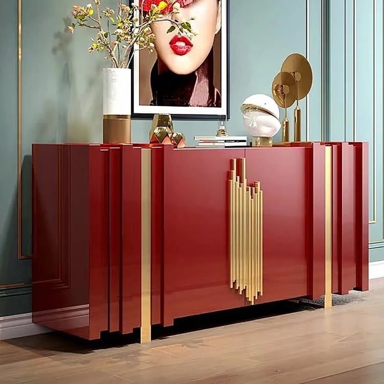 Sideboard Glam Style Credenza With Hardware Circular Metal Pulls
