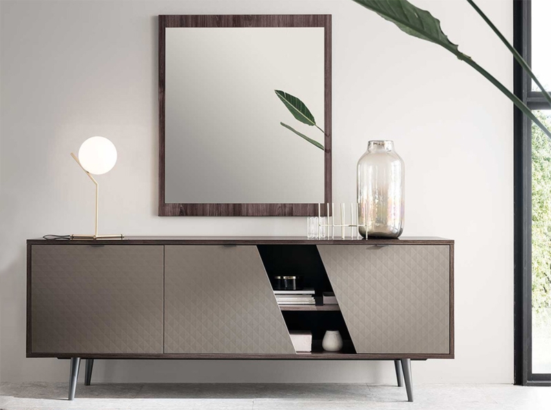 Sideboard High Gloss Finish With Matching Mirror Luxury Buffet Set