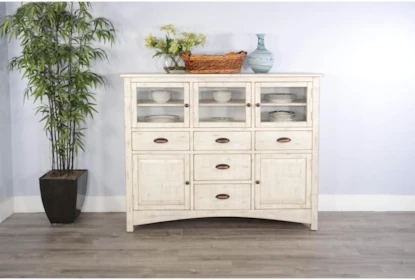 Sideboard in Light Wood Finish with Four Doors Transitional Style