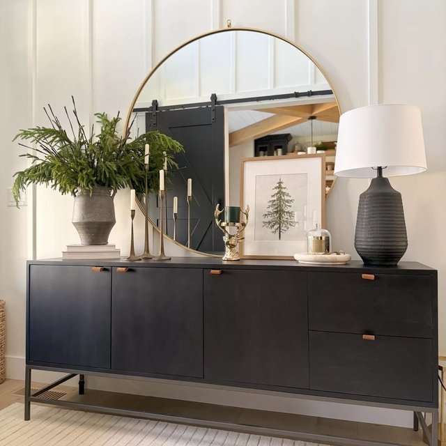 Sideboard Industrial Loft Styling Black Mesh Door Panels