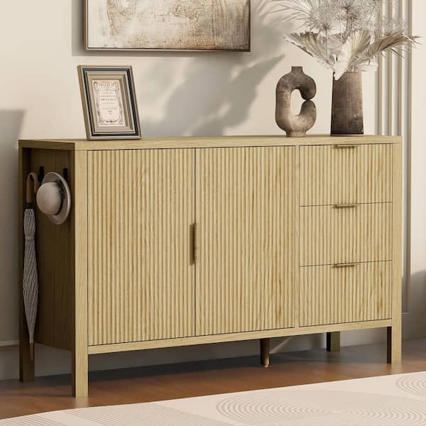 Sideboard Light Wood Horizontal Ripple Texture Wave Pattern Doors