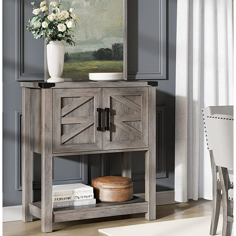 Sideboard Light Wood X-Frame Doors Open Center Shelf Buffet