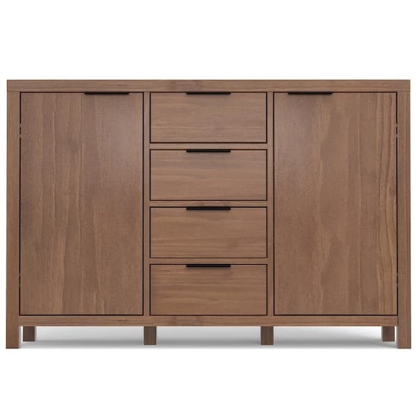 Sideboard Medium Brown Dining Buffet Saddle Finish Square Knobs