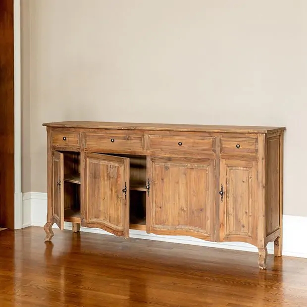 Sideboard Mesh Door Inserts Scalloped Apron Two Tone Finish