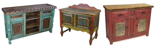 Sideboard Mexican Painted Wood Rustic Southwestern Design