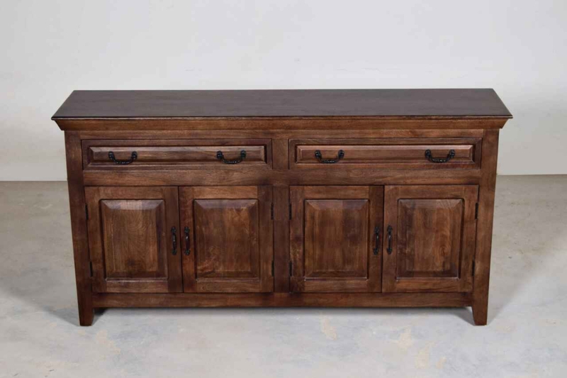 Sideboard Mid-Century Walnut Slat Doors Tapered Legs Wood Credenza