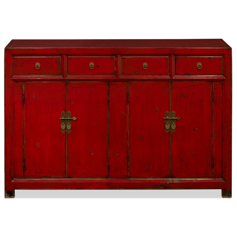 Sideboard Ming Style Dining Room Buffet Distressed Lacquer Finish