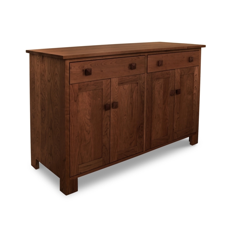 Sideboard Modern Mission Style Buffet Slatted Center Door Walnut Look