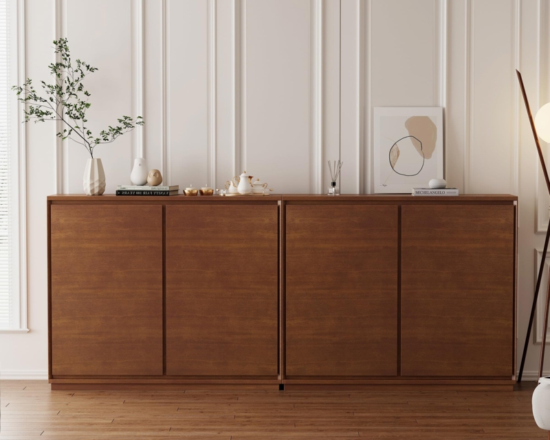 Sideboard Narrow Entryway Storage Solution Walnut Shallow Depth