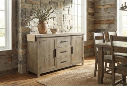 Sideboard Natural Pine Diamond Lattice Doors Chunky Block Feet