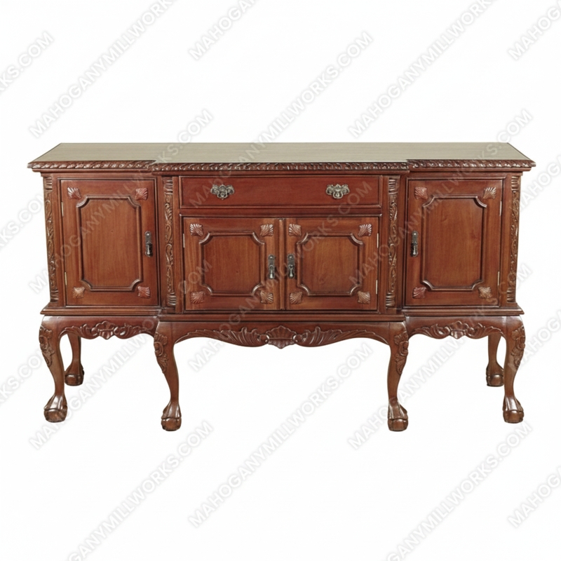 Sideboard: Ornate Carvings, Ball and Claw Feet, Chippendale Style