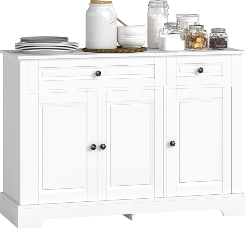 Sideboard Recessed Panels Black Hardware Contrast Scandinavian