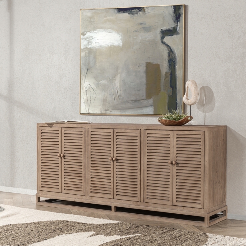 Sideboard Reclaimed Pine Look Four Doors Lower Open Shelf