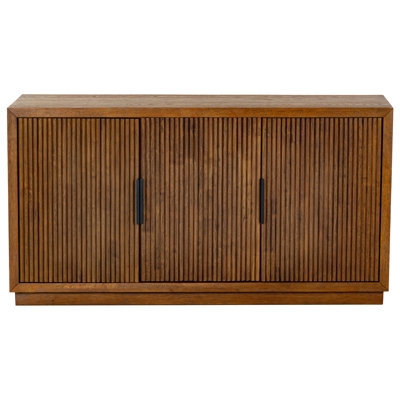 Sideboard Reeded Light Finish Slim Metal Base Scandinavian Style