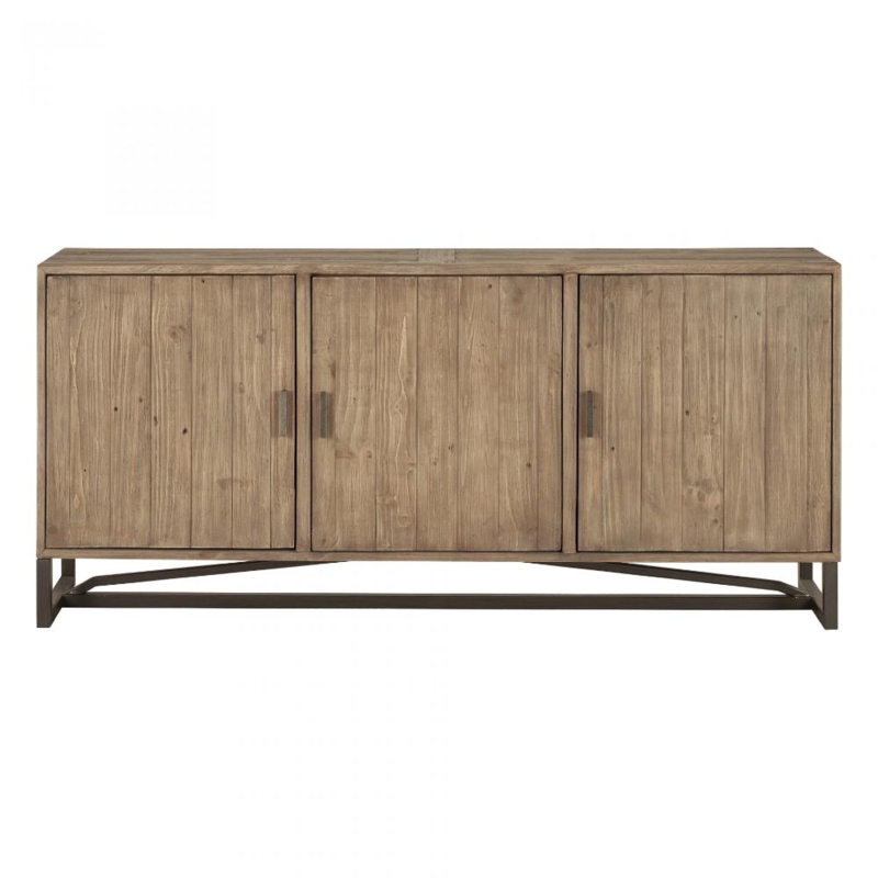 Sideboard, Rustic Reclaimed Wood Look, Weathered Brown Finish