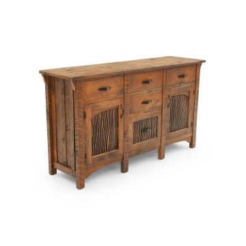 Sideboard, Rustic Reclaimed Wood, Unique Natural Bark Panels