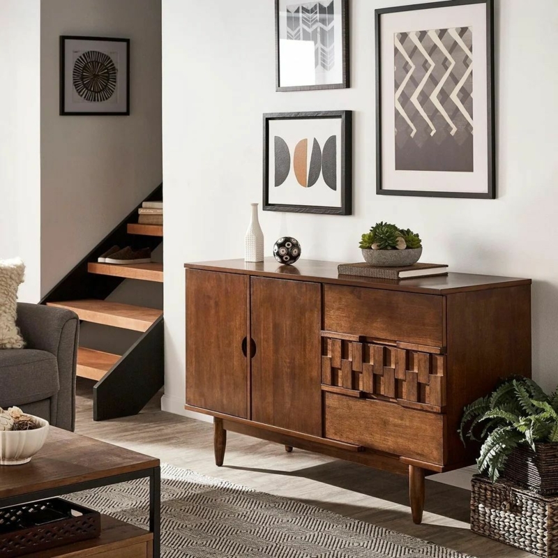 Sideboard Scandinavian Style Wood Sideboard Spindle Legs