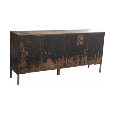 Sideboard Sculptural Off-White Faceted Geometric Doors