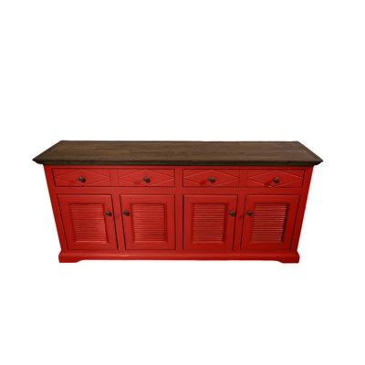 Sideboard Shutter Door Buffet Cabinet Styling Satin Finish Slatted