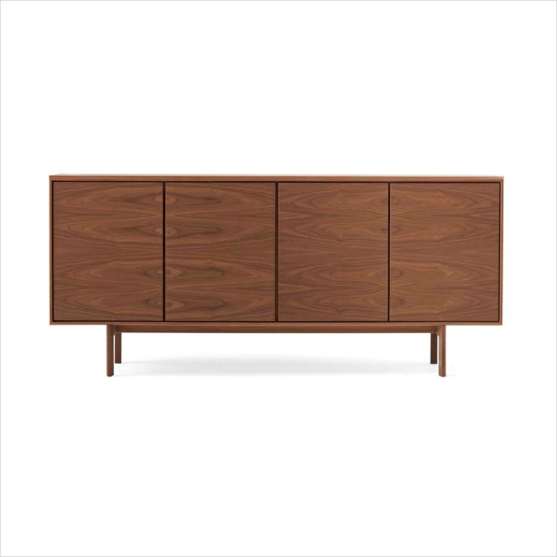 Sideboard Slatted Door Storage Buffet Walnut Mixed Storage