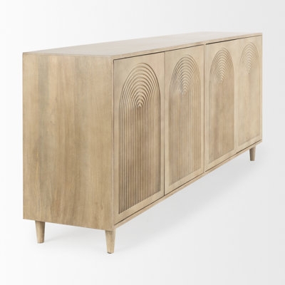Sideboard Slatted Slim Metal Base Organic Style Mid-Century