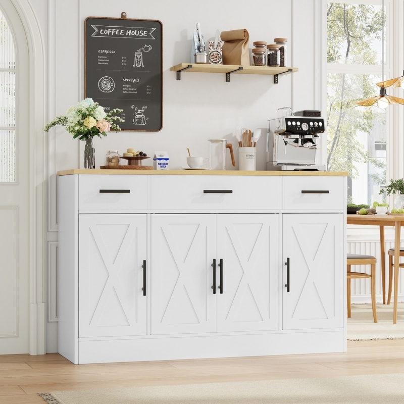 Sideboard Sliding Barn Doors X-Brace Detailing Farmhouse Style