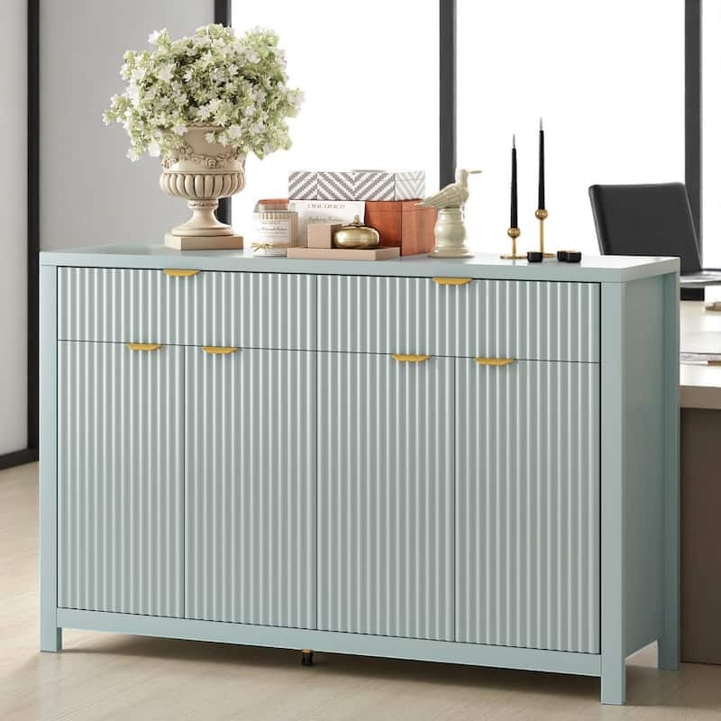 Sideboard Textured Door Storage Solutions Wave Pattern White