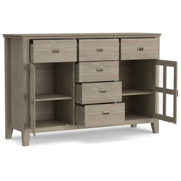 Sideboard Transitional Dining Storage with Central Drawers in Grey