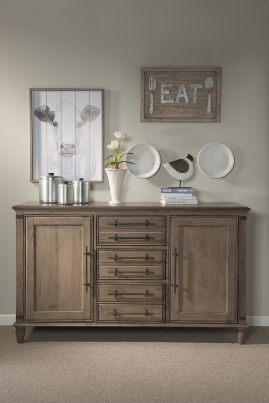 Sideboard Two-Tone Matte Finish Sliding Barn Doors Rustic Buffet