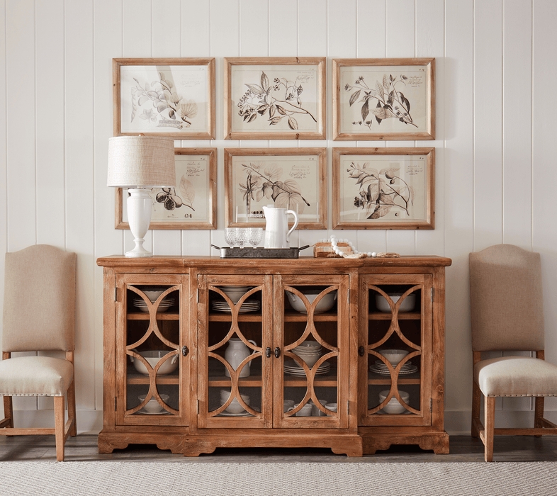 Sideboard Warm Brown X-Brace Four Door Dining Buffet