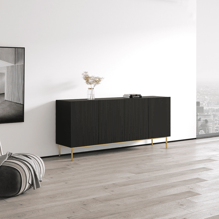 Sideboard White And Oak Geometric Grid, Scandinavian Style Buffet