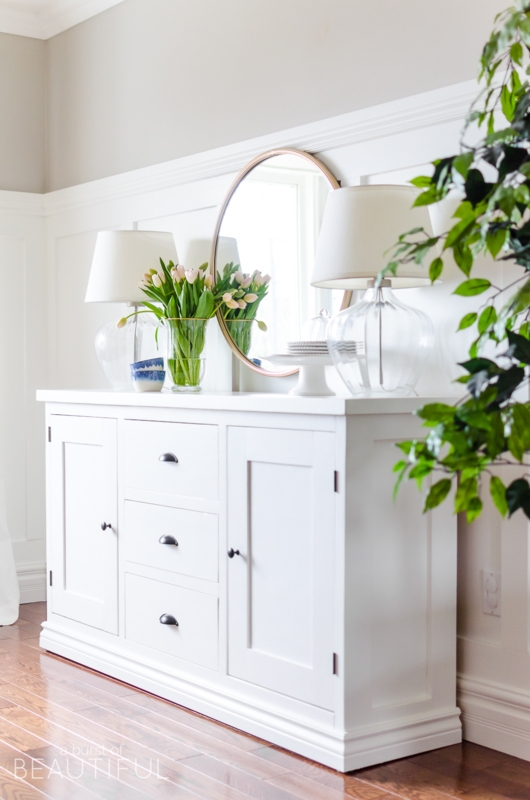 Sideboard White Shaker Style Doors Wood Top Dining Storage