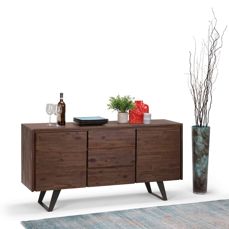 Sideboard with a Wide Profile and Textured Wood Grain Doors