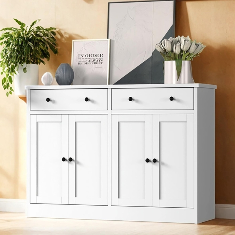 Sideboard with Diamond Textured Doors and Gold Tapered Legs
