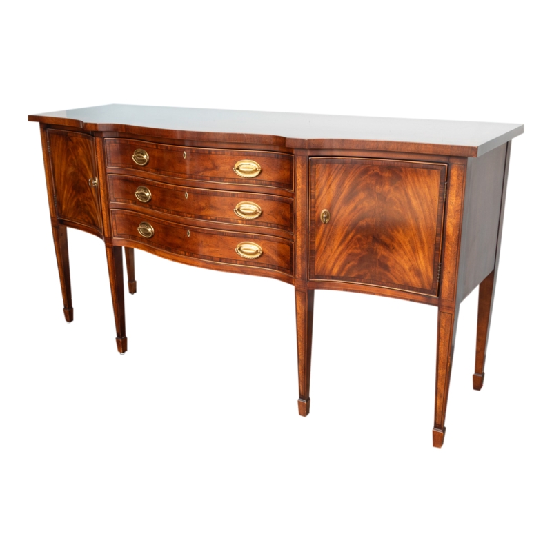 Sideboard with Federal Style Inlay, Serpentine Front, Spade Feet