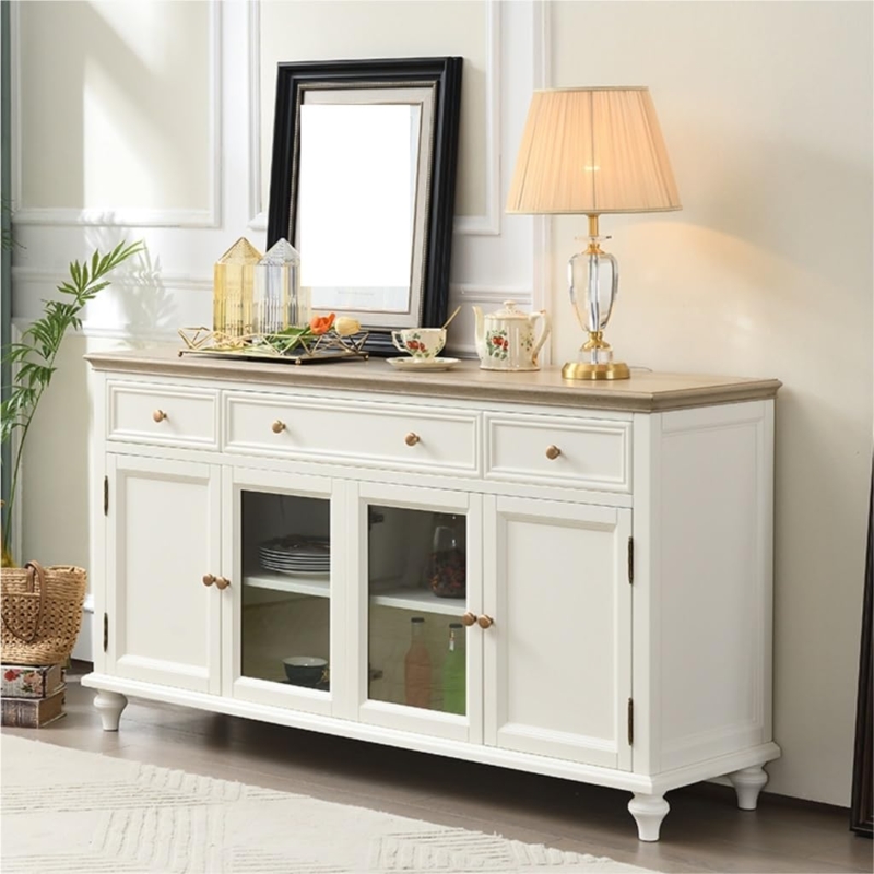 Sideboard with Fluted Doors Gold Tapered Legs Modern Minimalist