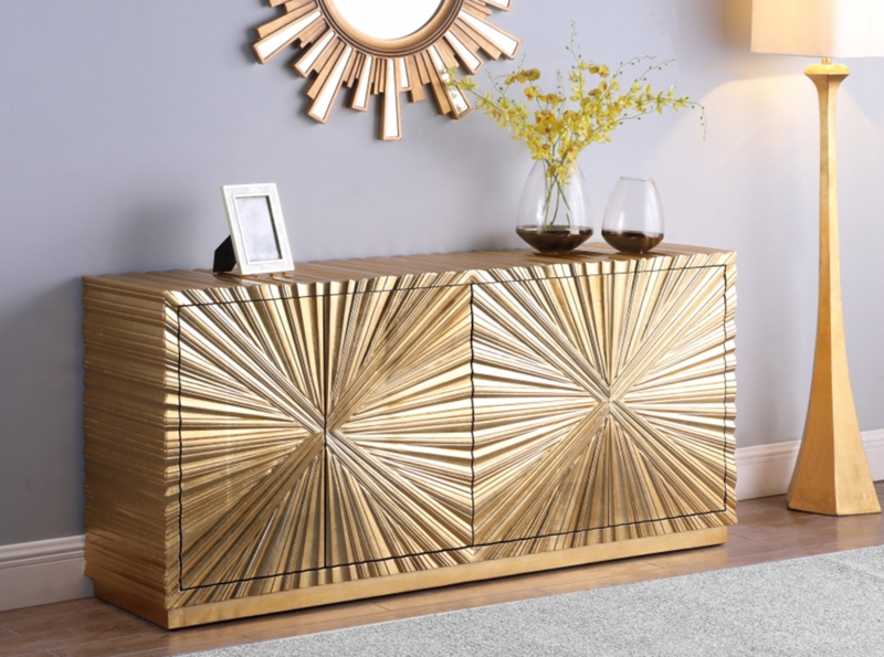 Sideboard with High-Relief Front and Metallic Leaf Finish