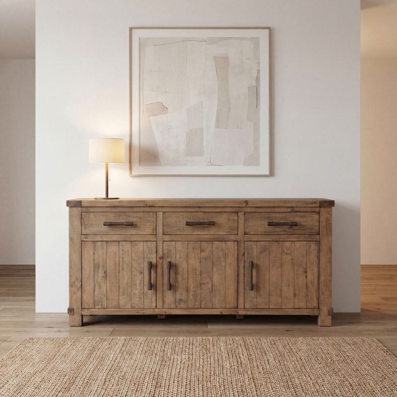 Sideboard with Mesh Cabinet Doors and Central Drawers