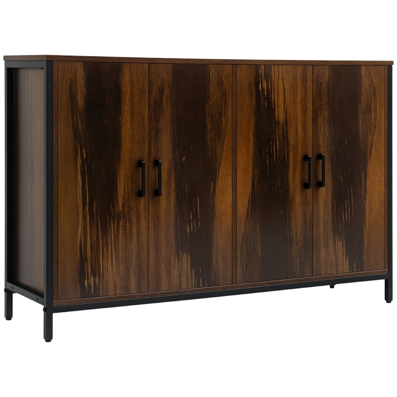 Sideboard with Mesh Doors Rustic Brown Industrial Buffet Cabinet