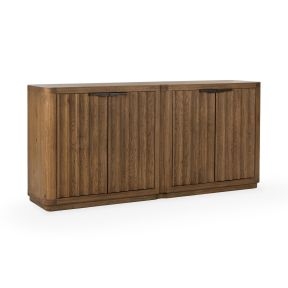 Sideboard with Minimalist Hardware, Tan Buffet with Metal Pulls