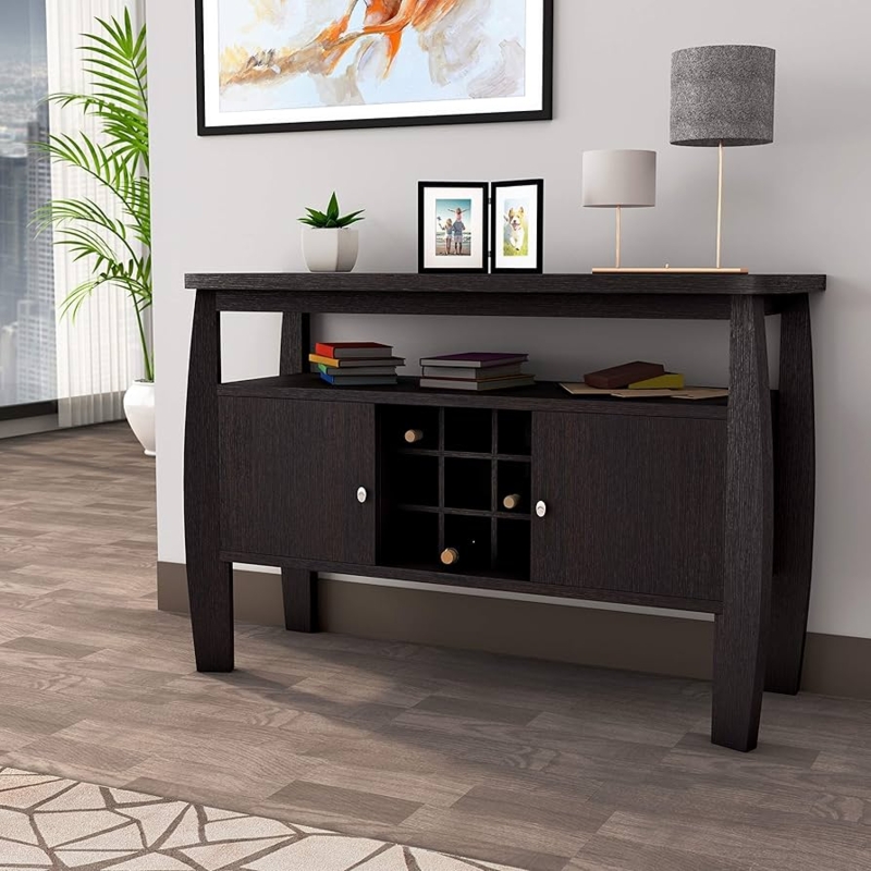 Sideboard with Open Central Shelving in Dark Cappuccino Finish