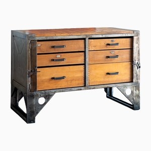 Sideboard with Reeded Sliding Doors, Splayed Tapered Legs, Mid-Century