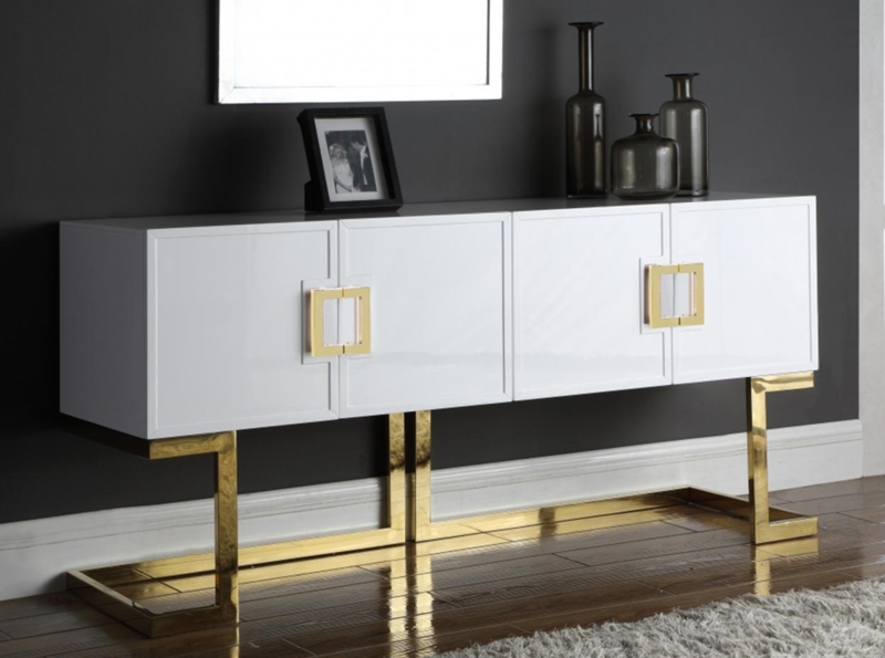 Sideboard with Scalloped Texture and Cross-Brace Base